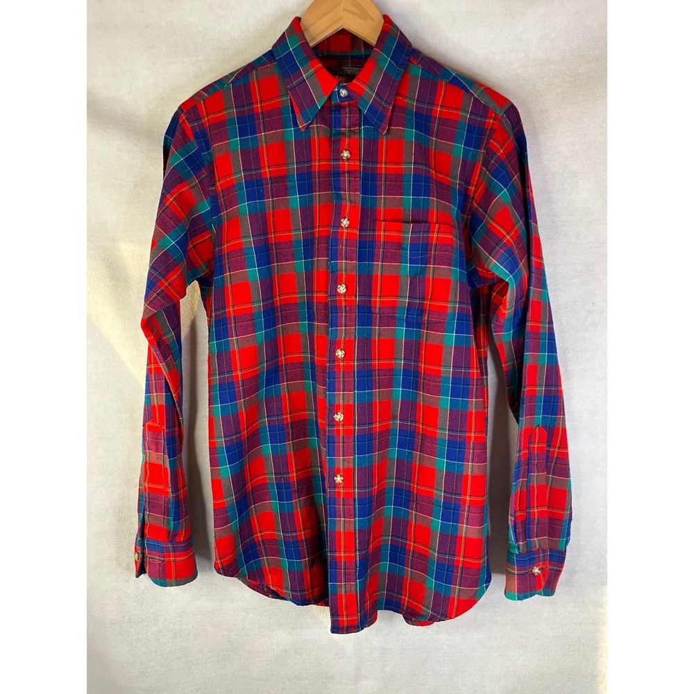 Pendleton men's virgin wool vintage button‎ up shirt MEDIUM LONG made in USA